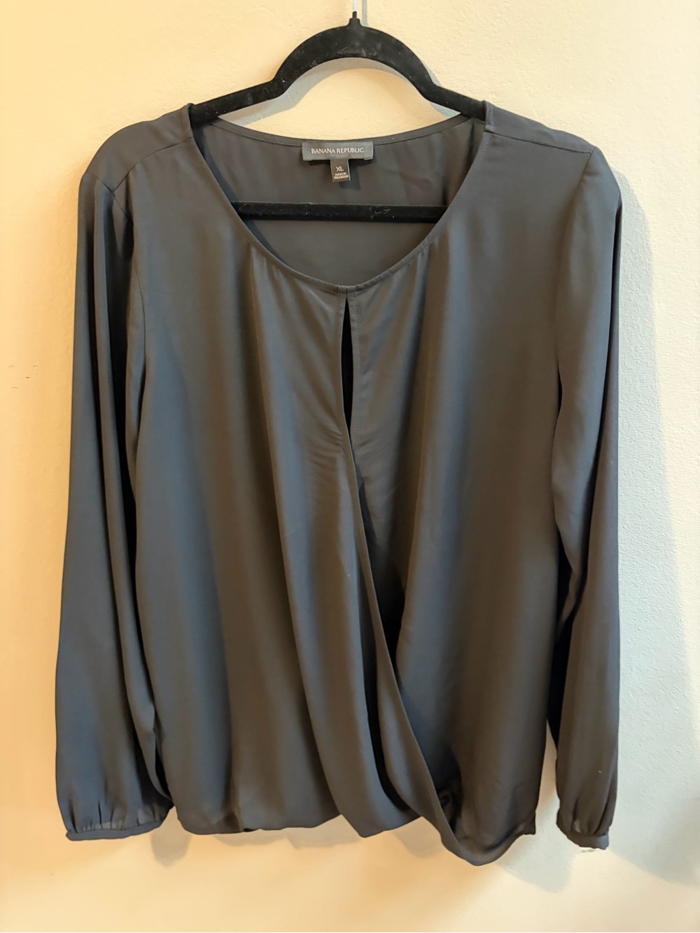 Banana Republic Charcoal Gray Wrap-Front Long Sleeve Blouse
#0040